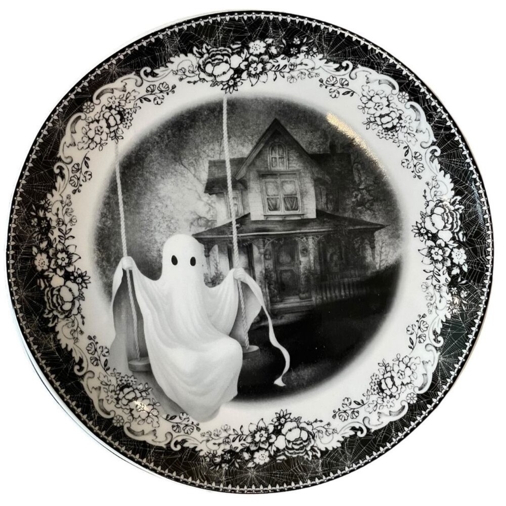 EATON FINE DINING Spooky House Halloween Salad Dessert Plates Set of 4 NIB - Picture 4 of 4